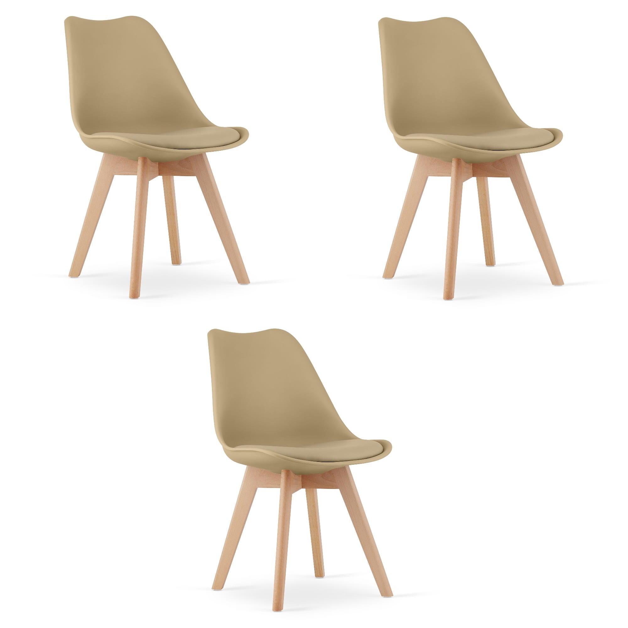 Sedia VALORA RIXK - Design moderno beige scuro con gambe in faggio x 3