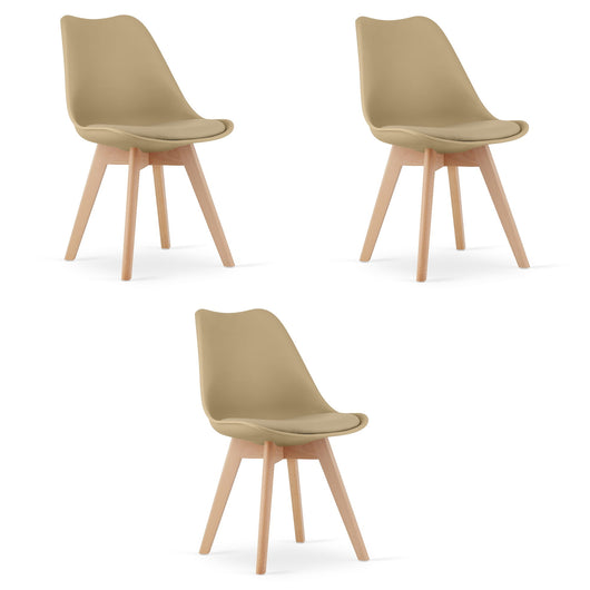 Sedia VALORA RIXK - Design moderno beige scuro con gambe in faggio x 3
