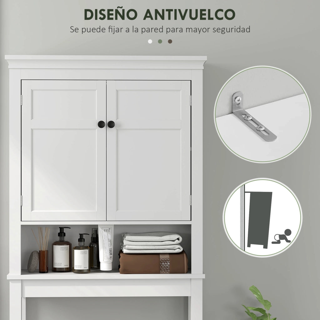 Mobile Bagno Sospeso 2 Ante con Ripiano Regolabile ¨C Zephmum ¨C 70x20x175 cm Bianco