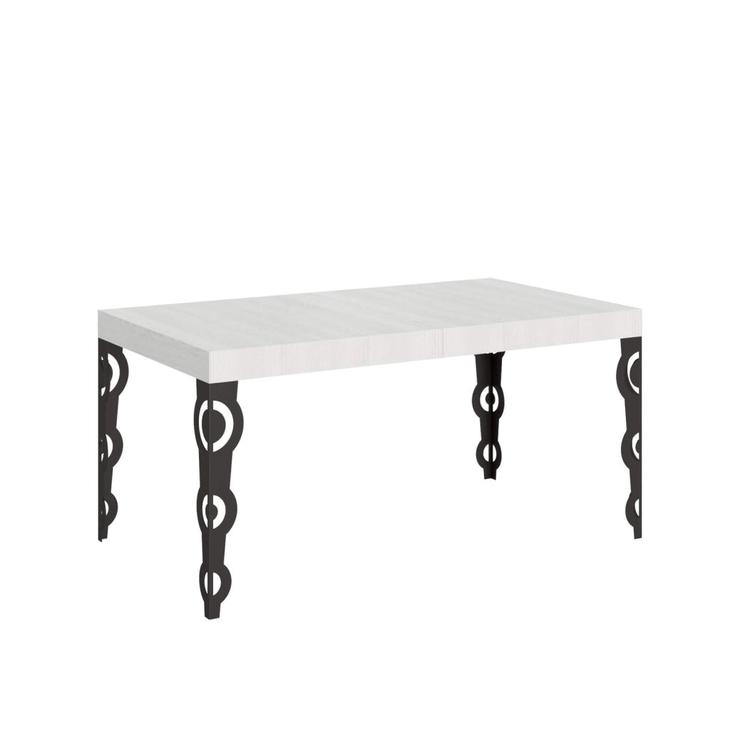 Tavolo allungabile 160/244x80 cm Karamay bianco frassino gambe antracite