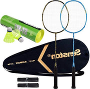 Set di Badminton Premium con Racchetta a Grafite e Racket in Legno con Pneumatici a Sguscio con Guanti con Pneumatici a Sguscio