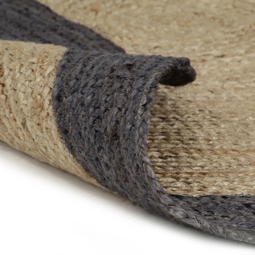 Tappeto Lavorato a Mano in Juta con Bordo Grigio Scuro 90 cm 133677