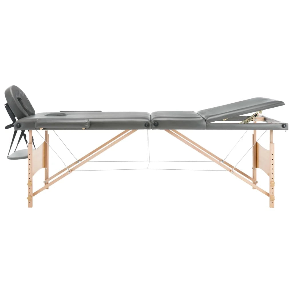 Lettino da massaggio a 3 zone struttura in legno 186 x 68 cm antracite 02_0001801