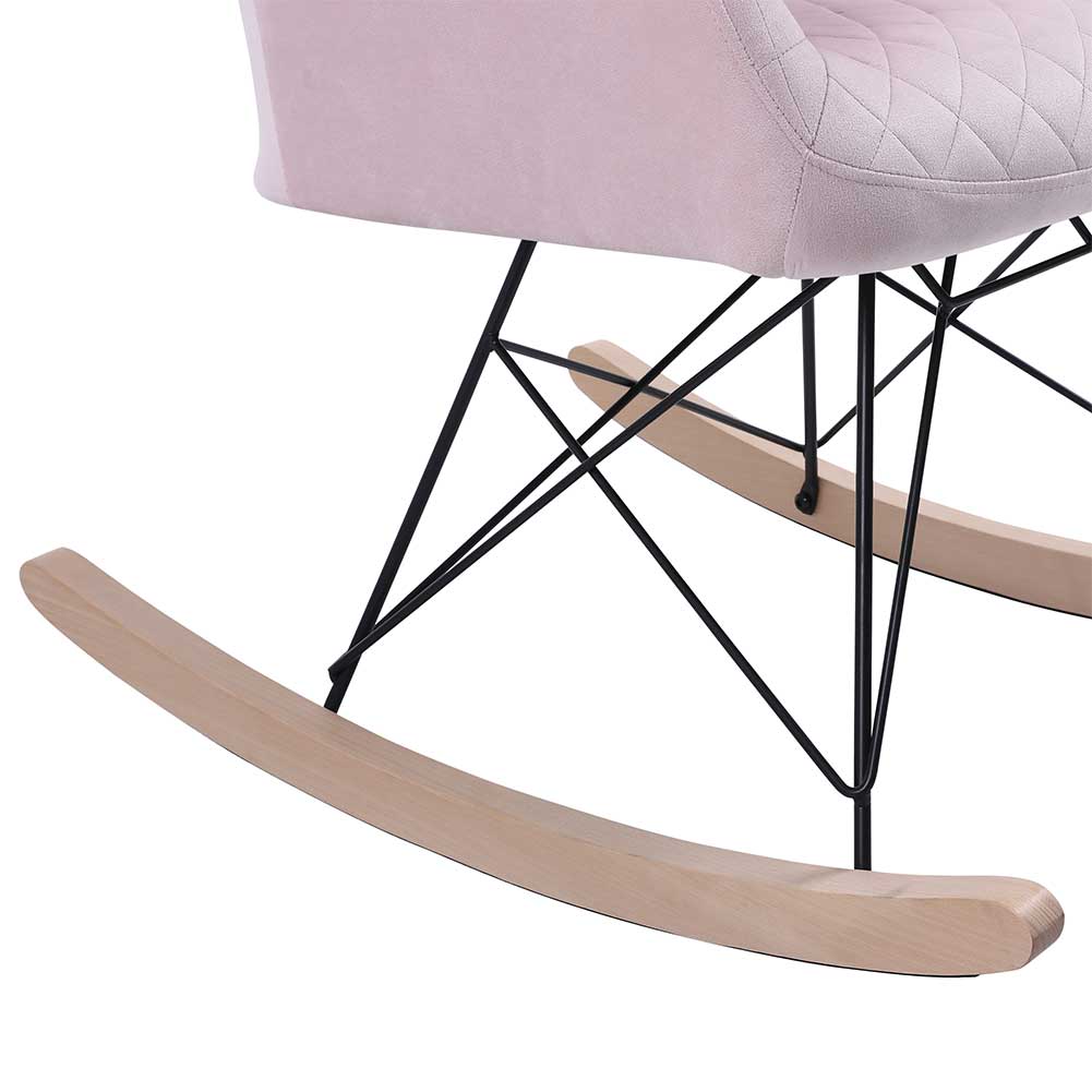 Poltrona Sedia Dondolo Relax Base Slitta Scandinavo Imbottita Design Unic Rosa