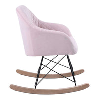 Poltrona Sedia Dondolo Relax Base Slitta Scandinavo Imbottita Design Unic Rosa