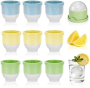 9 pezzi di forma di cubetto di ghiaccio grandi, 6 cm, forma di cubetto di ghiaccio in silicone, rotonda, forma di cubetto di ghiaccio riutilizzabile, pallina per whisky, caffè, bevande e cocktail, facile da staccare (blu, giallo, verde)