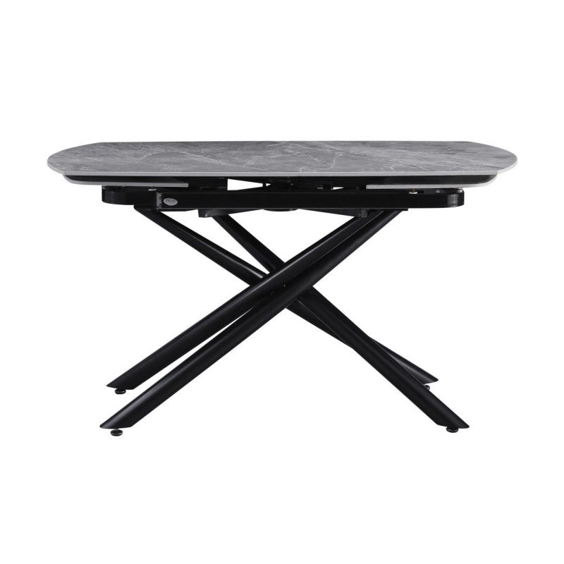 Tavolo Ryder 140(200)x90x76cm Top Ceramica Amica Grigio Marmorizzato Lucido