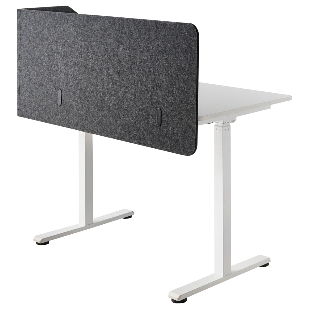 Parete divisoria angolare per scrivania Pannello in PET grigio scuro Morsetti di fissaggio in acciaio 120 x 60 x 50 cm Parete divisoria acustica Modulare Home Office