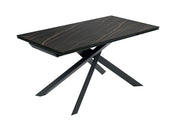 Tavolo Allungabile Cross 160-240x90 cm, Top in Ceramica Marmo Portoro Opaco, Struttura in Metallo Nero - Design Moderno ed Elegante