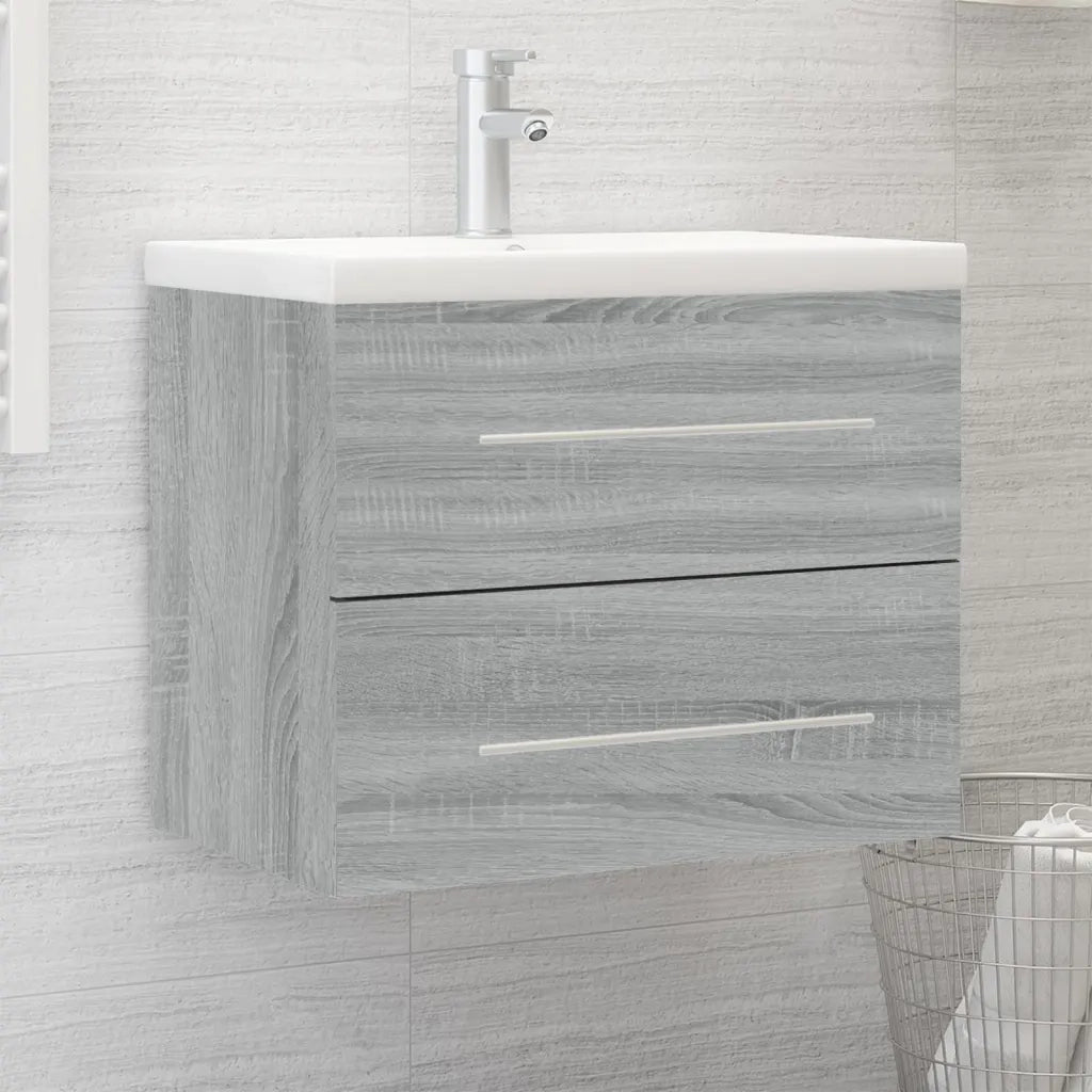 Mobile Bagno e Lavabo Integrato Grigio Sonoma Legno Multistrato 3120180
