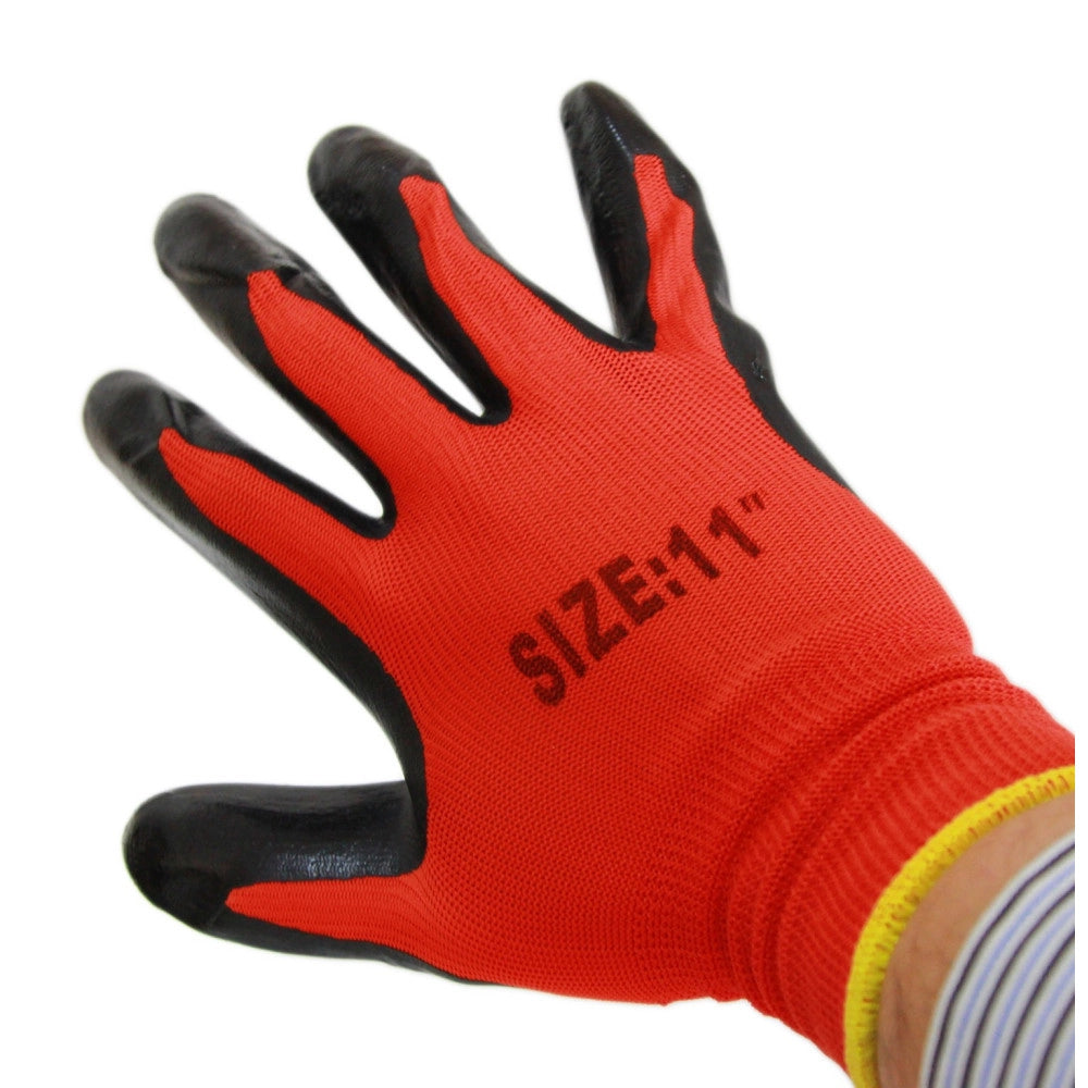 Trade Shop - 12 Paia Di Guanti Da Lavoro Spalmati Nylon Nitrile Disponibili In 9''10''11'' -