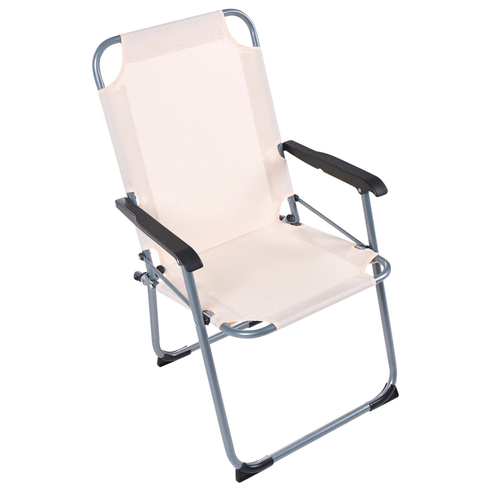 Set di 4 sedie da giardino Moderna struttura in acciaio verniciato a polvere opaco Resistente alla ruggine Pieghevole Beige