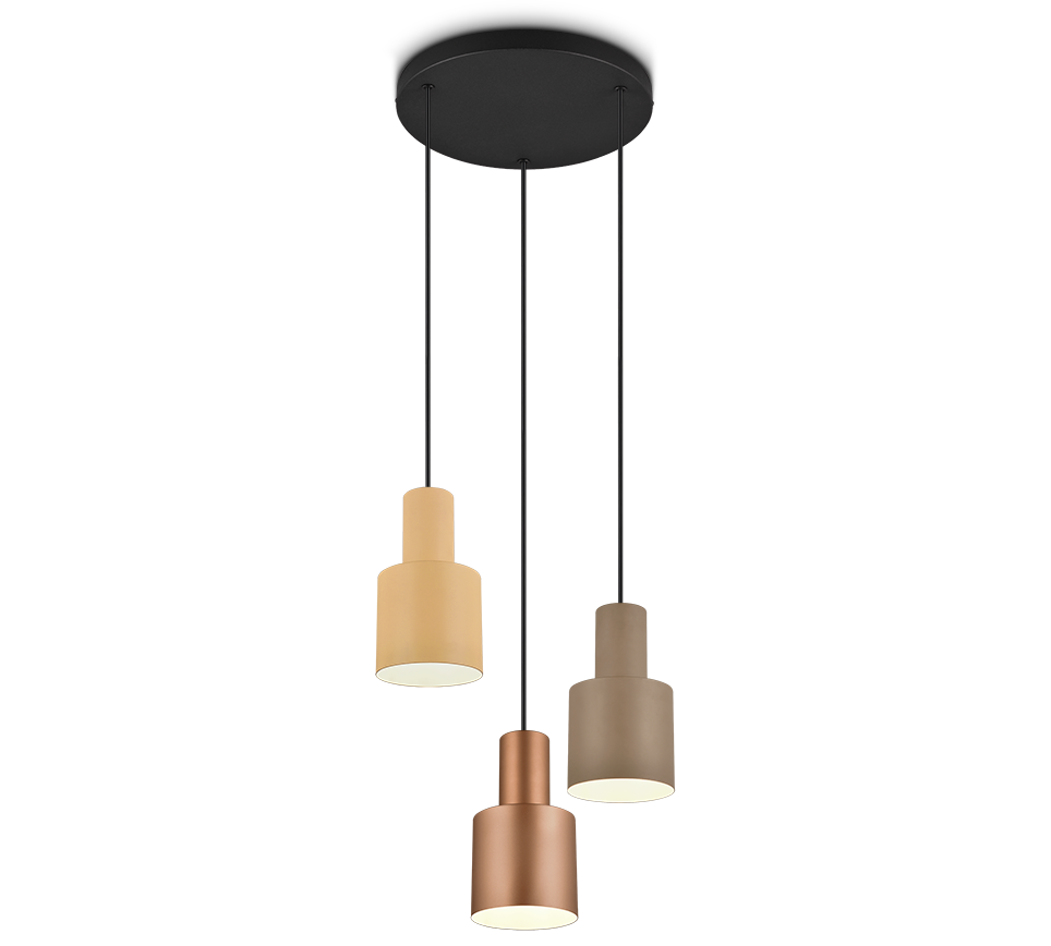 Lampada a sospensione 3 diffusori, metallo, multicolor, 37x150 cm, Agudo