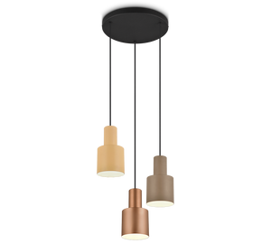 Lampada a sospensione 3 diffusori, metallo, multicolor, 37x150 cm, Agudo