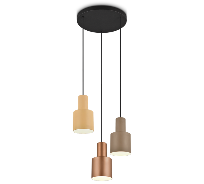 Lampada a sospensione 3 diffusori, metallo, multicolor, 37x150 cm, Agudo