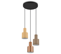 Lampada a sospensione 3 diffusori, metallo, multicolor, 37x150 cm, Agudo