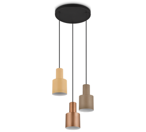 Lampada a sospensione 3 diffusori, metallo, multicolor, 37x150 cm, Agudo