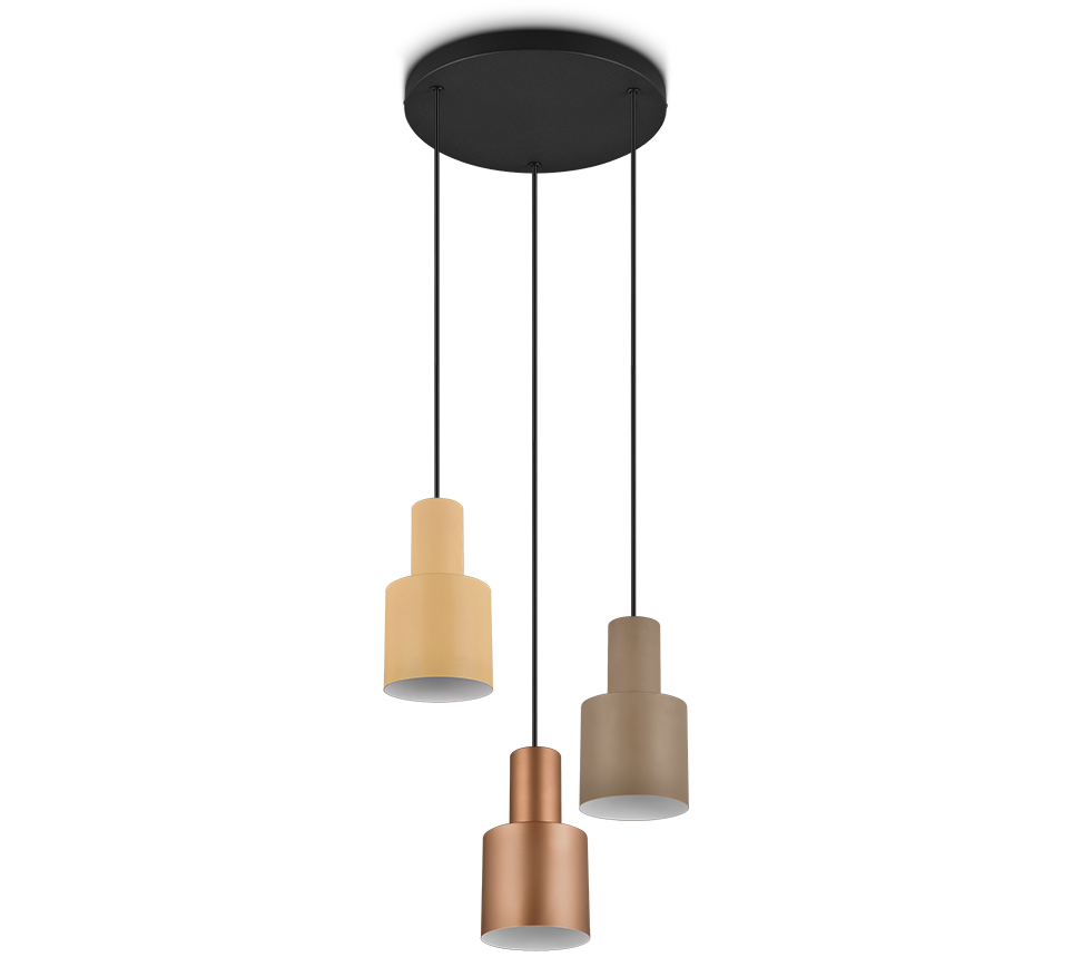 Lampada a sospensione 3 diffusori, metallo, multicolor, 37x150 cm, Agudo