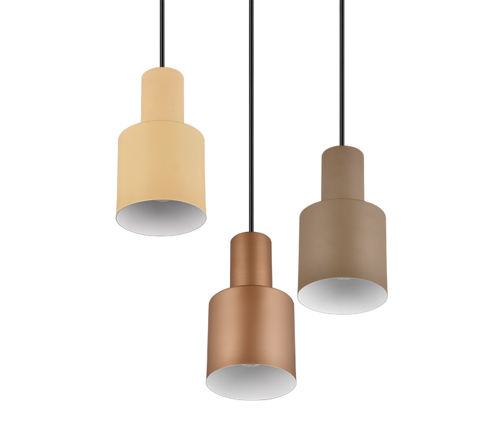 Lampada a sospensione 3 diffusori, metallo, multicolor, 37x150 cm, Agudo