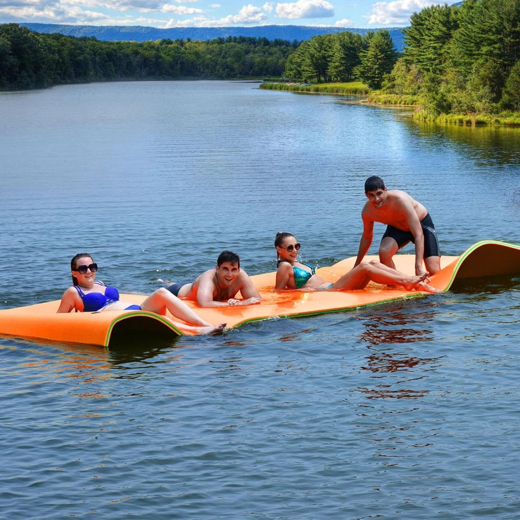 Tappetino Galleggiante Acquatico, 355X183cm, Materassino Galleggiante Resistente agli Strappi con Dispositivo di Ormeggio e Cinghie di Aggancio, per Mare Lago Piscina e Spiaggia