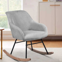 Poltrona Sedia Dondolo Relax Tessuto e Metallo Imbottita Design Moderno Grigio