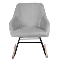 Poltrona Sedia Dondolo Relax Tessuto e Metallo Imbottita Design Moderno Grigio