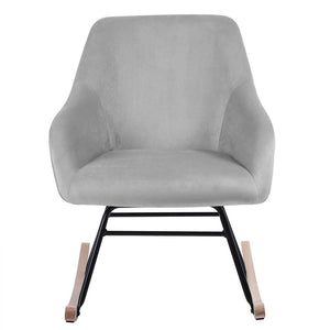 Poltrona Sedia Dondolo Relax Tessuto e Metallo Imbottita Design Moderno Grigio