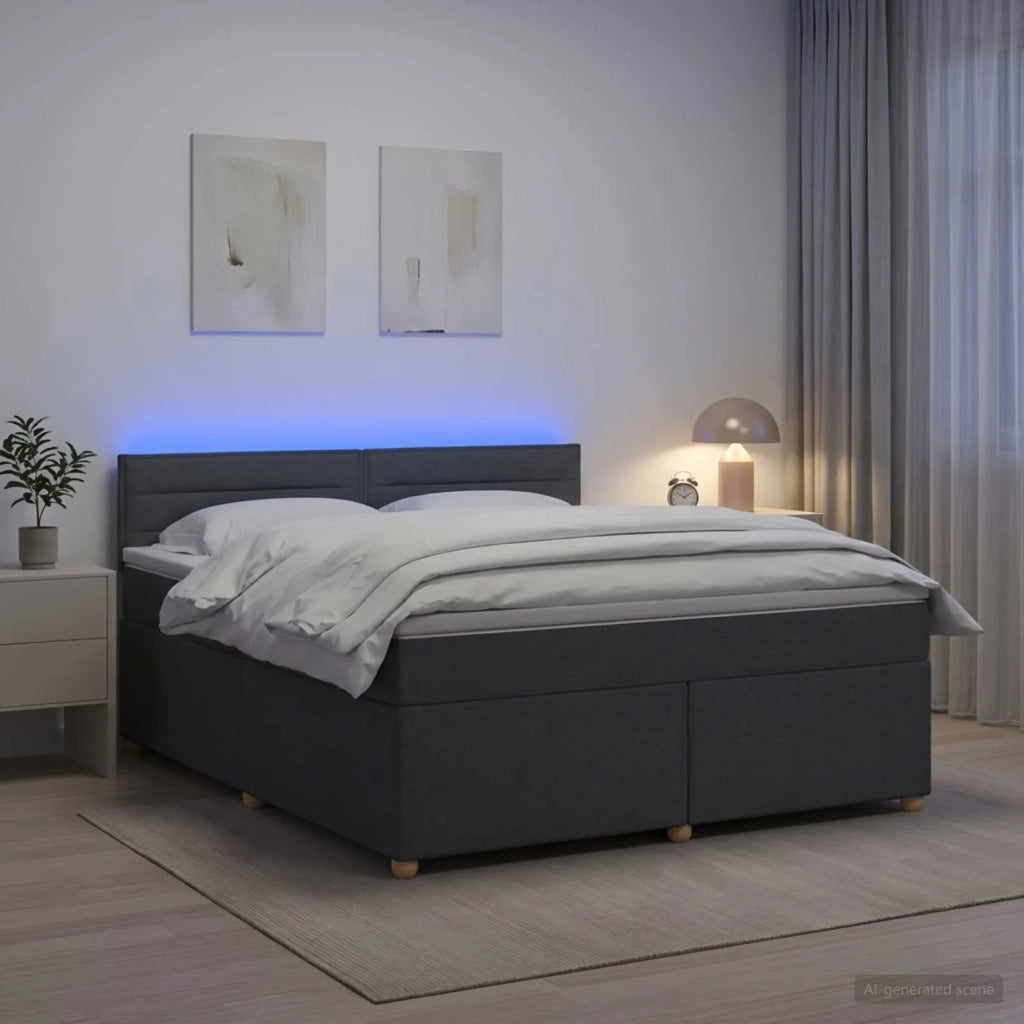 Letto box spring con materasso Grigio Scuro 140 x 190 cm 3452409