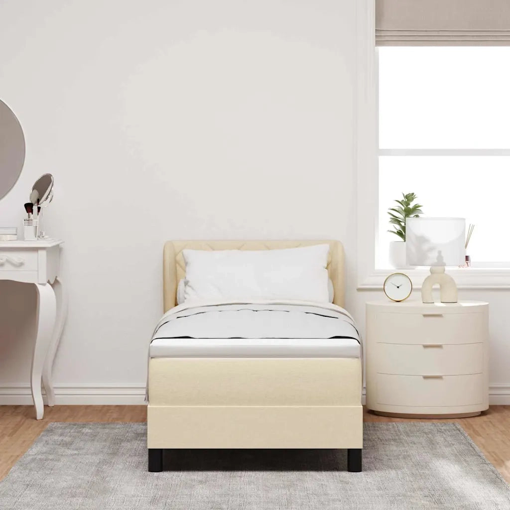 Letto a molle con materasso Crema 80 x 200 cm Tessuto