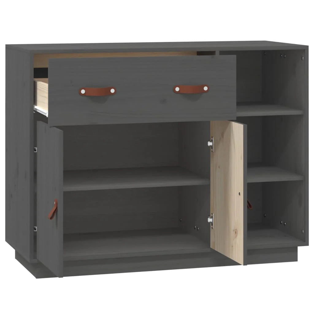 Buffet credenza cassettiera armadio mobile contenitore organizer per cucina soggiorno salotto 98,5 x 40 x 75 cm legno massello di pino grigio 02_0031811