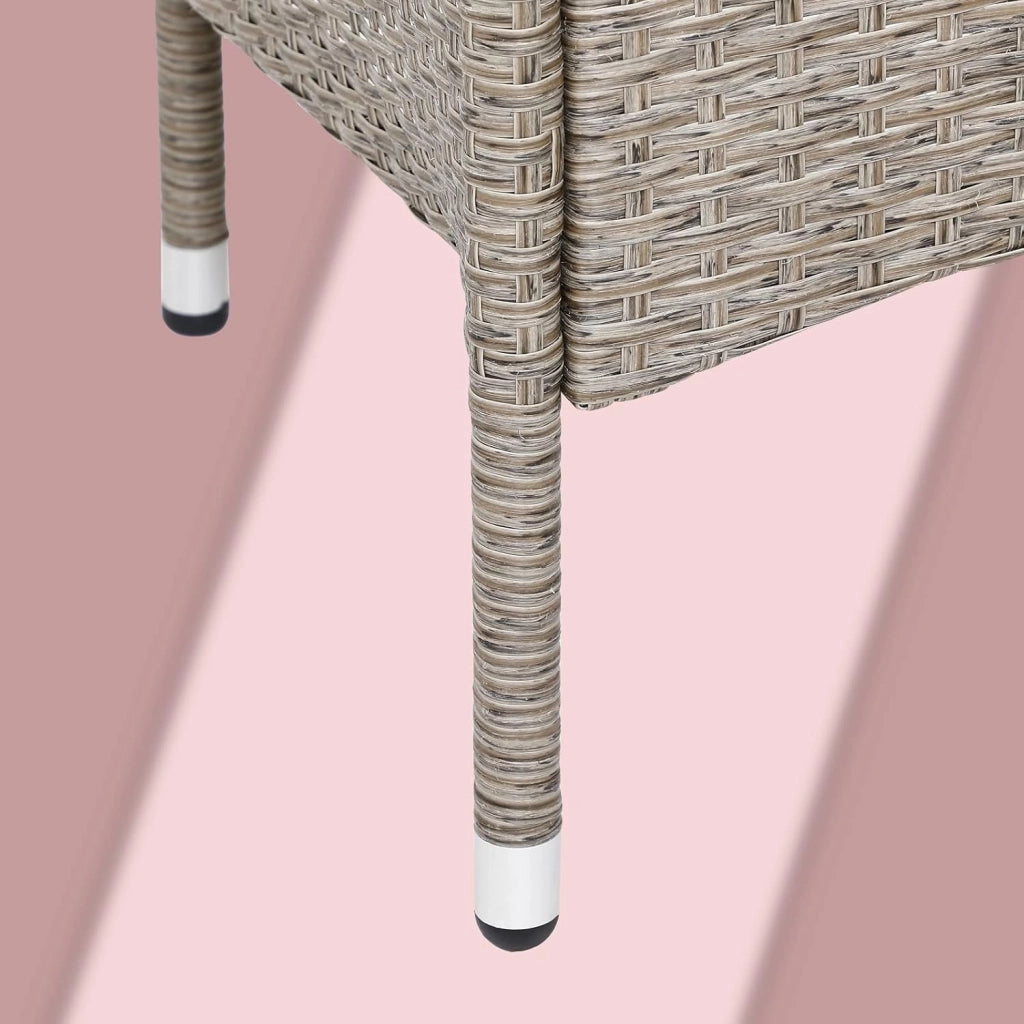Panchina da Esterno con Tavolino Polyrattan DivanettoCon Cuscini Resistente alle Intemperie