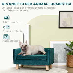 Cuccia Divano per Cani e Gatti 64x45x36 cm Stile Scandinavo in Velluto Blu