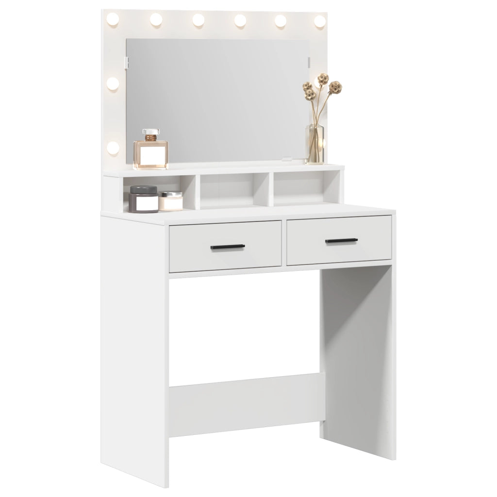 Toeletta  con luci LED, Bianca, 79x41x135 cm