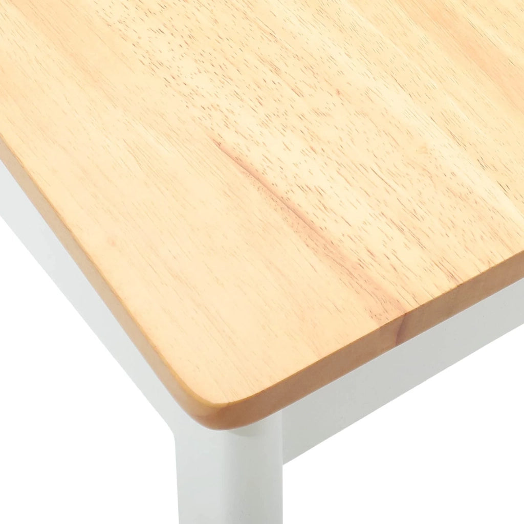 Sedia da pranzo 2 pcs Bianco e Naturale Legno di gomma solido