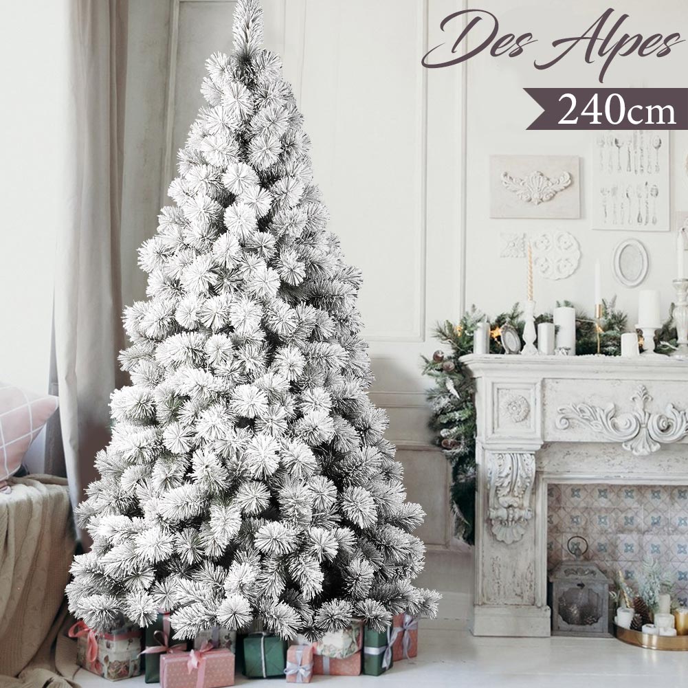 Albero Di Natale Innevato Des Alpes 240cm 740 Rami Super Folto Effetto Neve