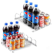 Organizzatore di cassetti per frigorifero automatico - Set di 2 - Organizza scatole e bibite - Bianco