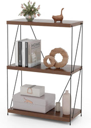 Scaffale Multiuso a 2/3/4/5 Ripiani, Libreria Autoportante con Struttura in Metallo, Stile Industriale, per Camera da Letto, Soggiorno Ufficio Studio (3 Livelli 61x29,5x85,5cm)