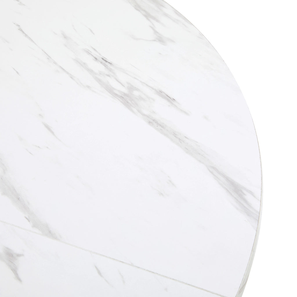 Tavolo da pranzo rotondo 100 cm in MDF effetto marmo con gambe in metallo; nero