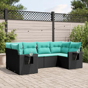 Set Divani da Giardino 6 pz con Cuscini Nero in Polyrattan 3220576