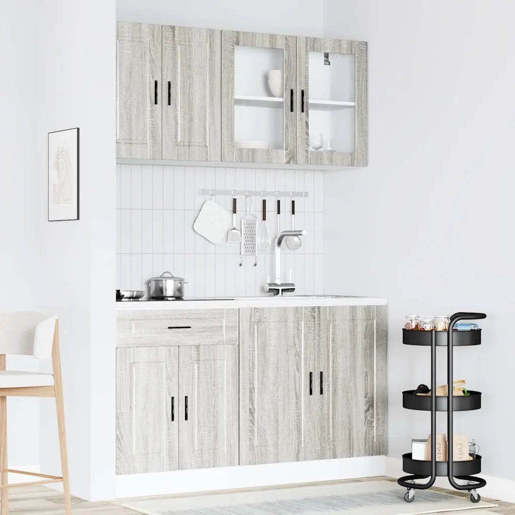 Set Mobili da Cucina 4 pz-Armadietto Cucina Porto Grigio Sonoma in Truciolato