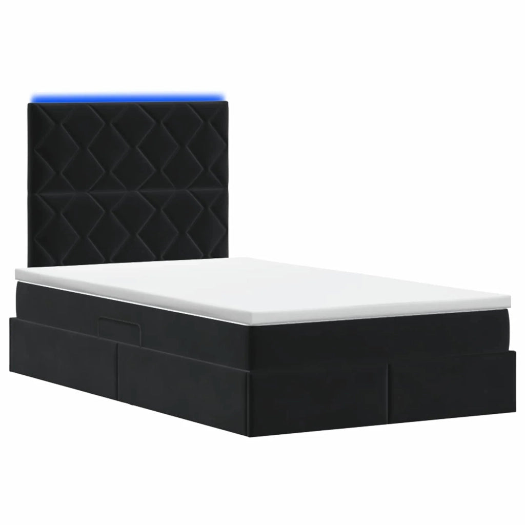 Letto con contenitore LED e materasso Nero 120 x 200 cm Velluto 3460184