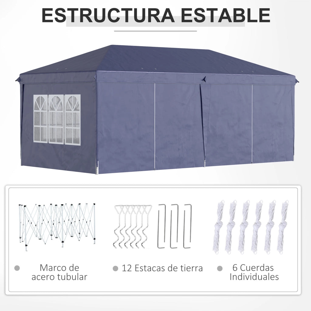 Tenda da giardino pieghevole ¨C zephmum ¨C blu 6x3x2.7 m