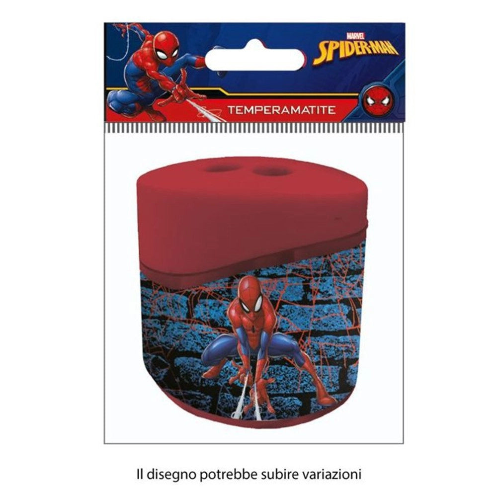 Trade Shop - Temperamatite Ovale A 2 Fori Con Serbatoio Spiderman Cancelleria Scuola Bambini 960481 -