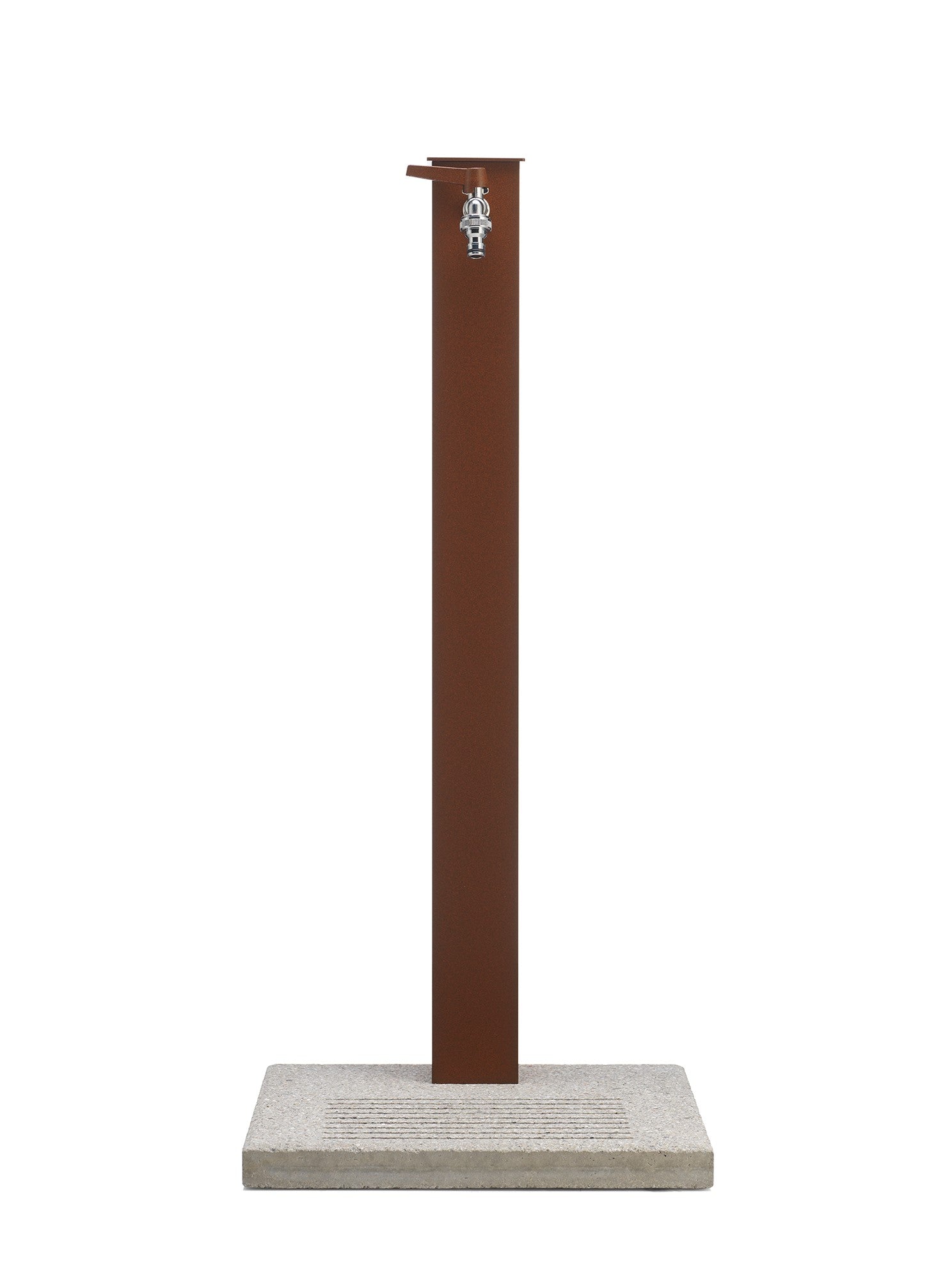 Fontana da Giardino con Rubinetto e Base in Cemento Colore Marrone Ruggine H91 Cm