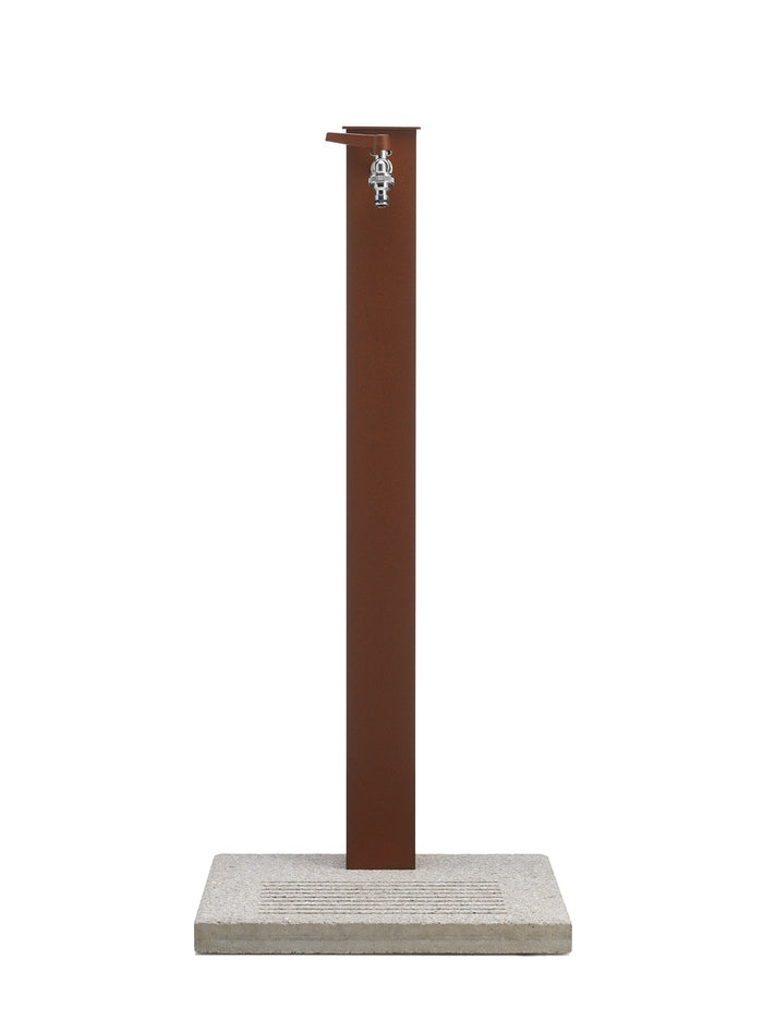 Fontana da Giardino con Rubinetto e Base in Cemento Colore Marrone Ruggine H91 Cm