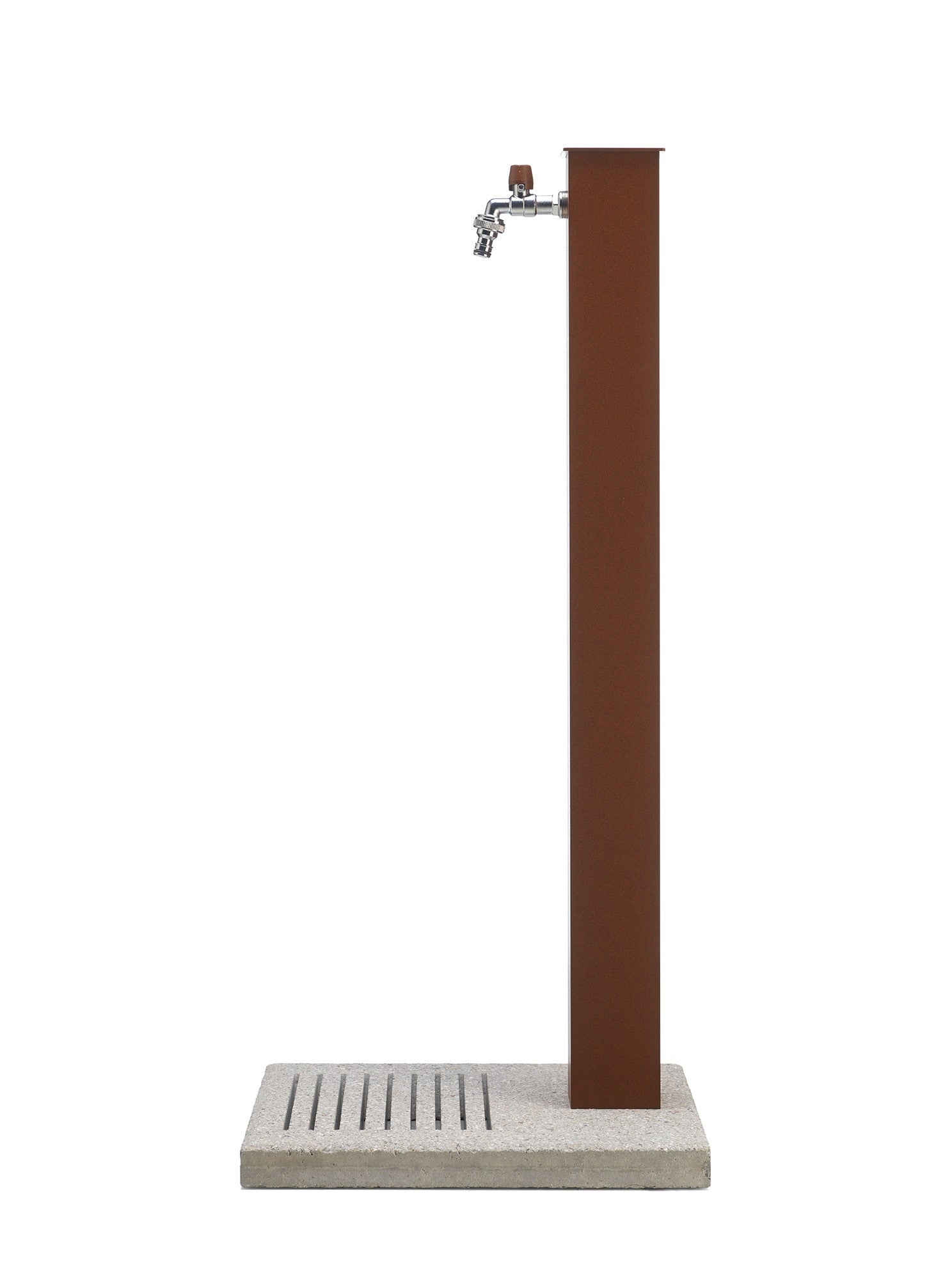 Fontana da Giardino con Rubinetto e Base in Cemento Colore Marrone Ruggine H91 Cm