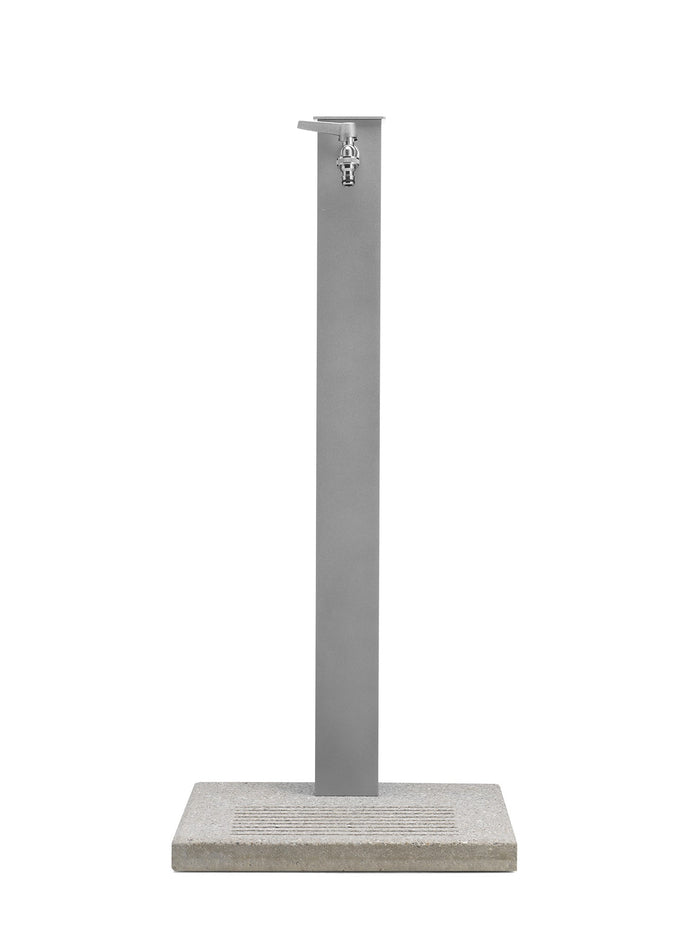 Fontana da Giardino con Rubinetto e Base in Cemento Colore Alluminio H91 Cm