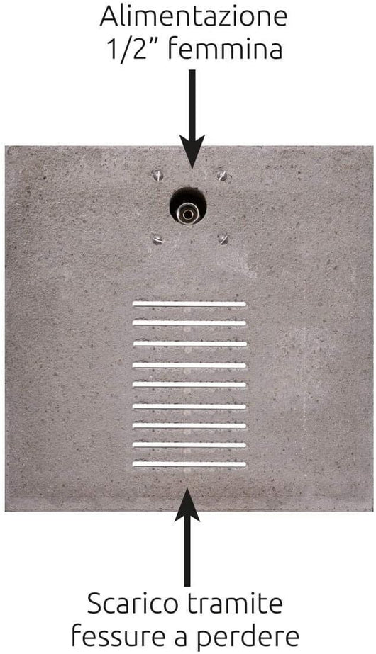 Fontana da Giardino con Rubinetto e Base in Cemento Colore Alluminio H91 Cm