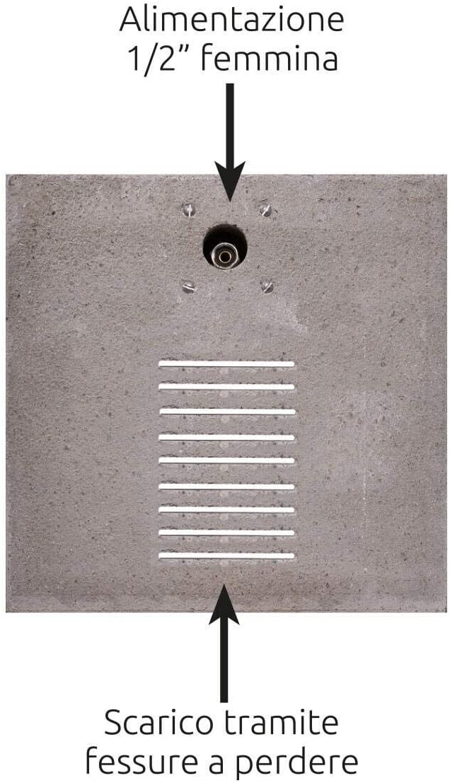 Fontana da Giardino con Rubinetto e Base in Cemento Colore Alluminio H91 Cm