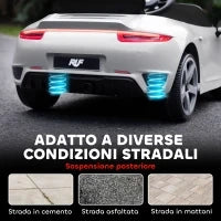 Macchina per Bambini 3-5 Anni con Licenza Ufficiale RUF GT, Telecomando, Cintura di Sicurezza e Musica, Bianco